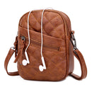 Retro Women PU Solid Tote Casual Messenger Bag Lattice Multi-pocket Zipper Purse