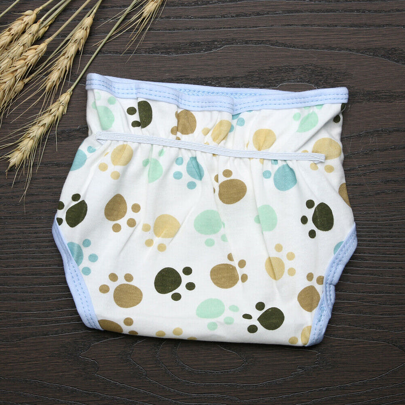 Baby Infants Breathable Soft Cotton Diaper Pants Reusable Nappy (Footprint)