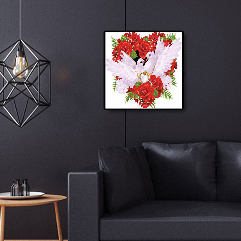 Rose Peace Pigeon 5D DIY Diamond Painting Kits Full Square Drill Wall Decor Gift