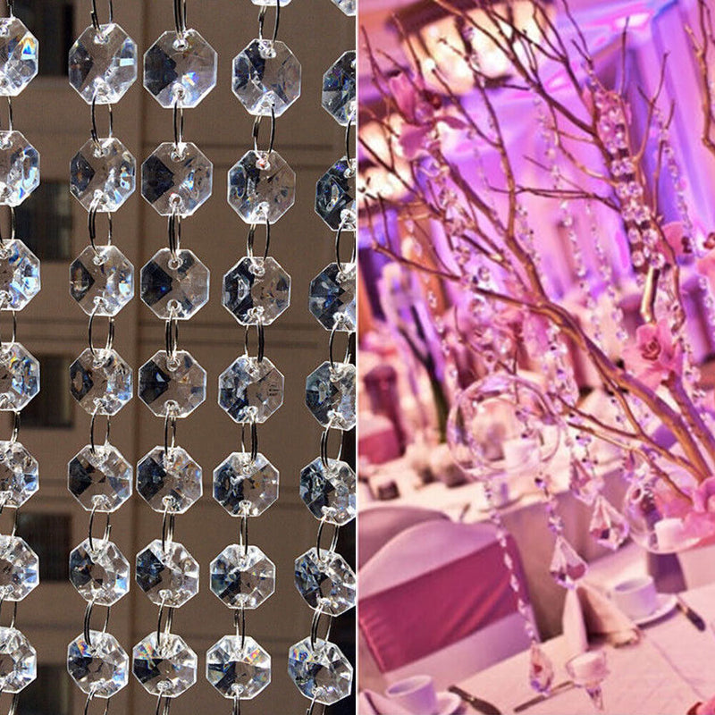 33FT Crystal Clear Acrylic Bead Garland Chandelier Hanging Wedding Supplies