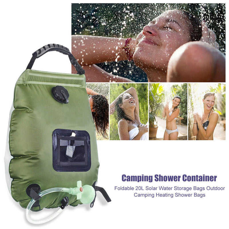 Outdoor Camping Water Storage Bag Portable Solar Shower Bath Bags (Green) Newly