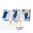 Feather Abstract 3 Panels Oil Paint By Numbers Kits Canvas Drawing DIY Coloring