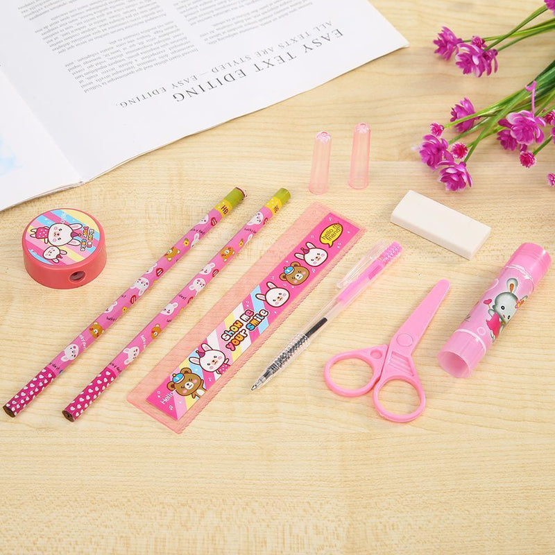 9pcs Cartoon Cute Pencil Sharpener Scissor Earser Children Supply Stationery