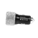 Car 2 in 1 Dual Port Fast USB Charging Car Charger Safety Hammer Diamond Style