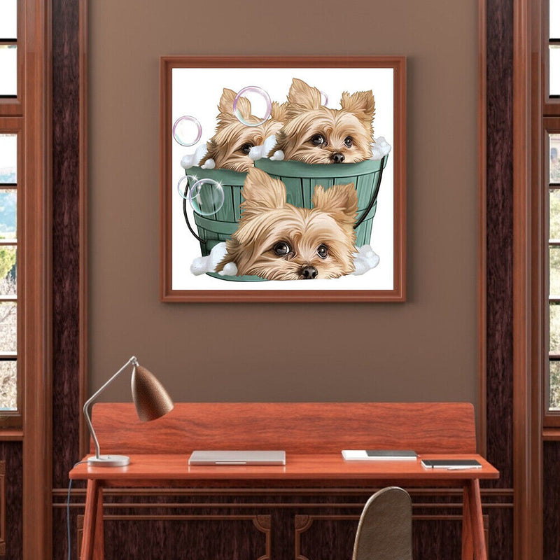 Diamond painting DIY round diamond three puppies B1673