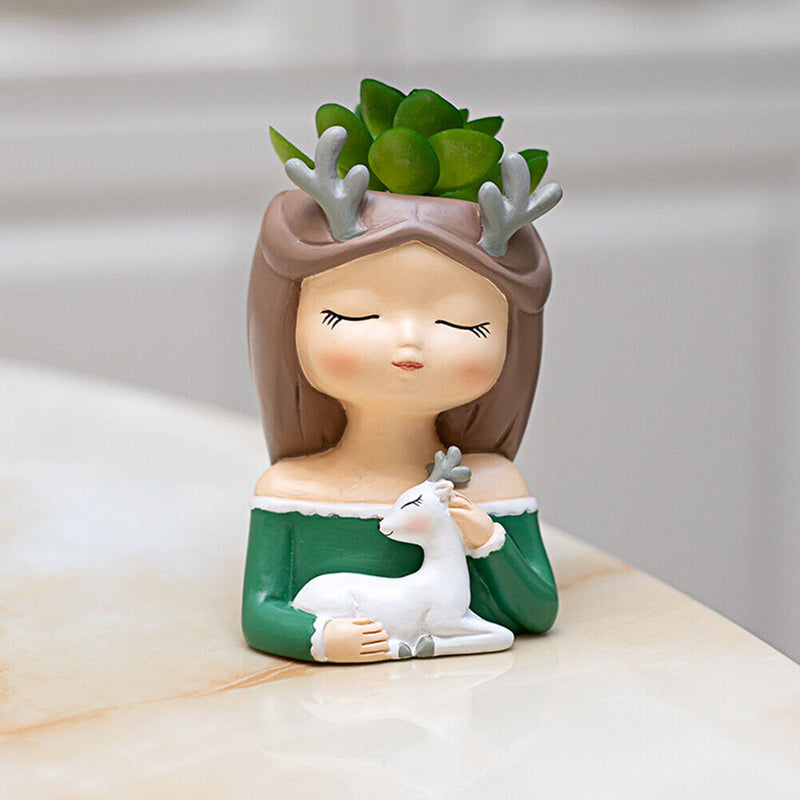 Cartoon Girl Flowerpot Holder Figures Bonsai Pot Vase Home Planter Decorations