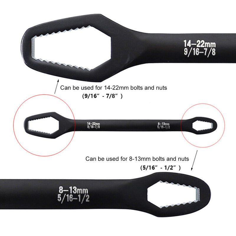 Universal 8-22mm Ratchet Wrench Double Ended Spanner Repair Tools (Black) Newly