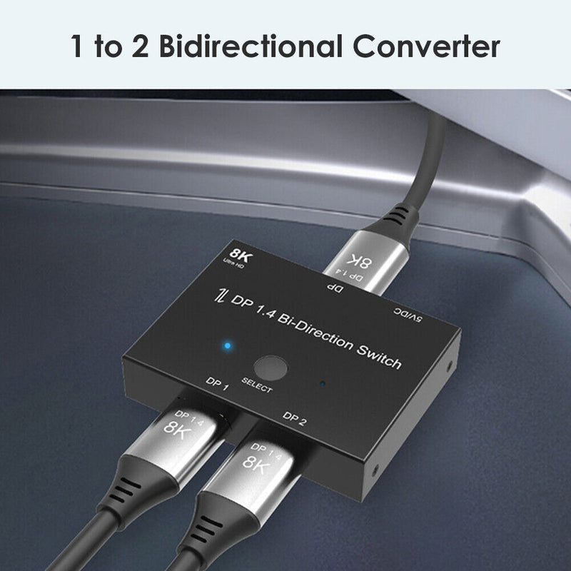Displayport 1.4 Splitter 8K/60Hz DP Bi-Direction Switcher for Projector Monitor