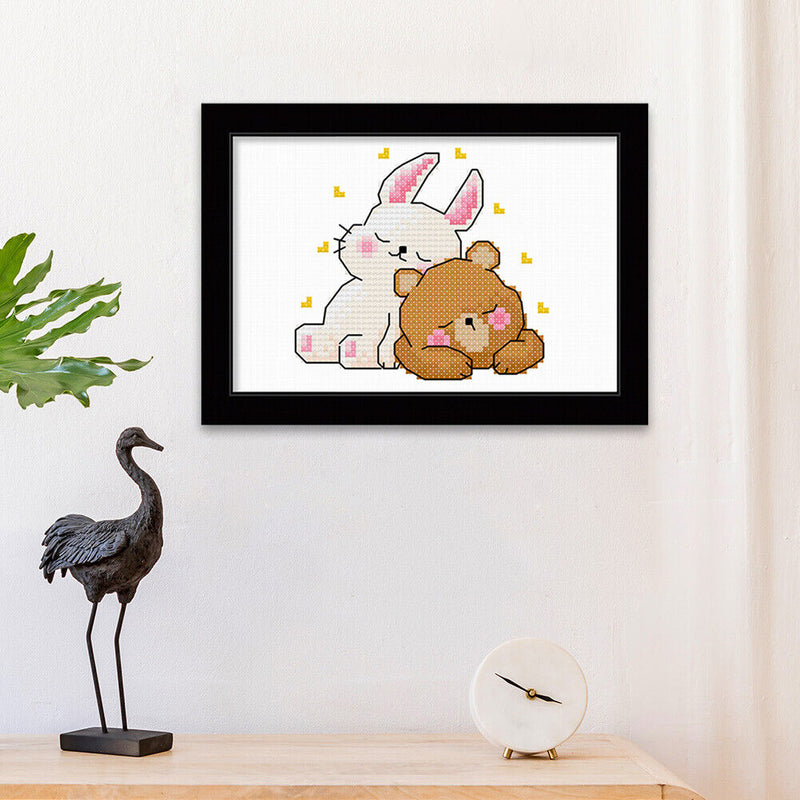 25x20cm DIY Cross Stitch 11CT Stamp Kit Needlework (Sleeping Animals)