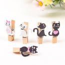 Cartoon Craft Cute Cat DIY with Hemp Rope Photo Clips Hanging Wooden Clips