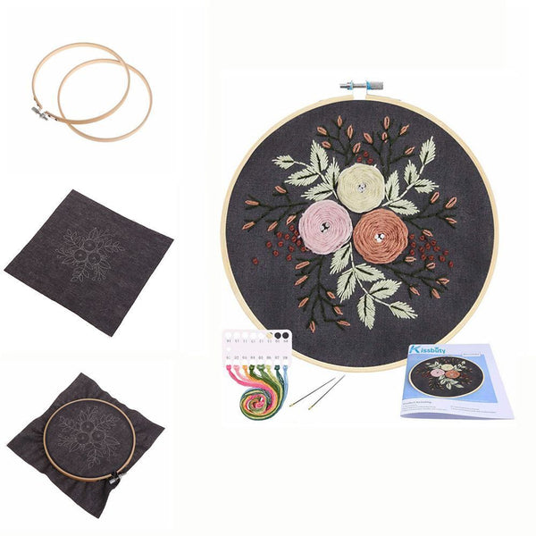 Embroidery Cross Stitch Kit Plant Flower Embroidery Set Needlework Tools