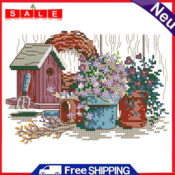 14CT Stamped Cotton Thread Cross Stitch Kit Landscape Embroidery Home Decoration