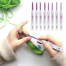 8pcs Plastic Handle Aluminium Crochet Hooks Sweater Knitting Needles Set