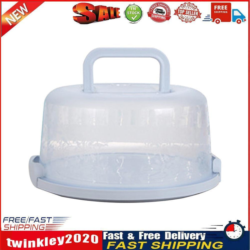 10 inch Round Portable Cake Box Fresh-keeping Case Birthday Decor (Blue) Newly