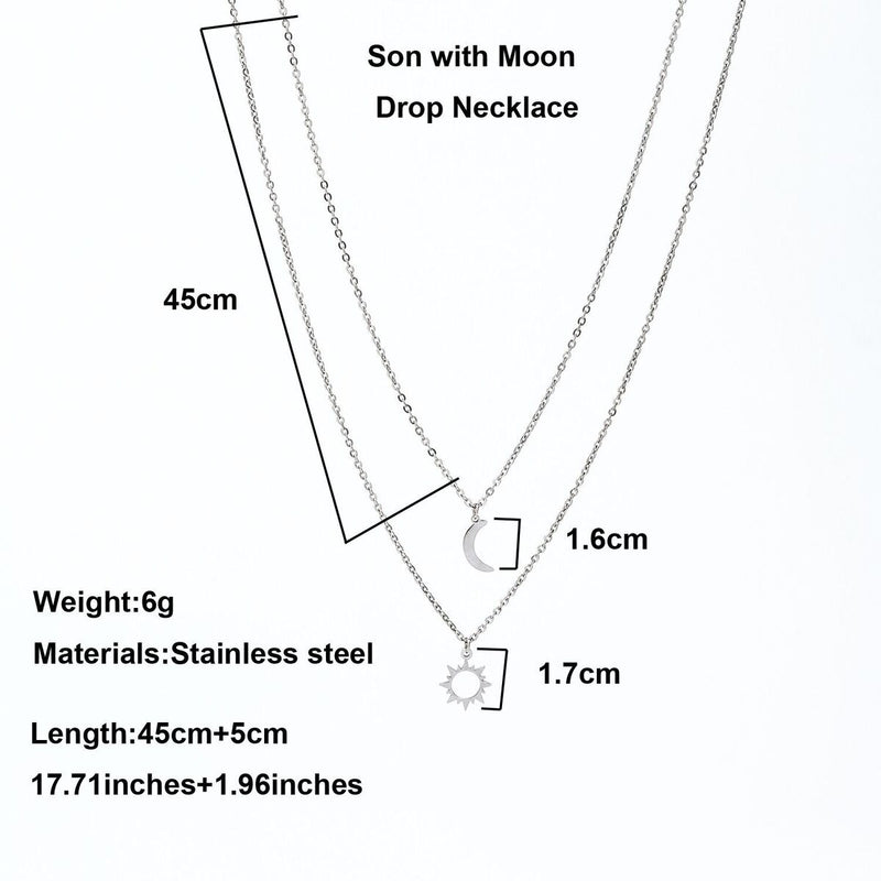 Women Men Couple Pendant Family Jewelry Clavicle Necklace Moon Sun Necklace
