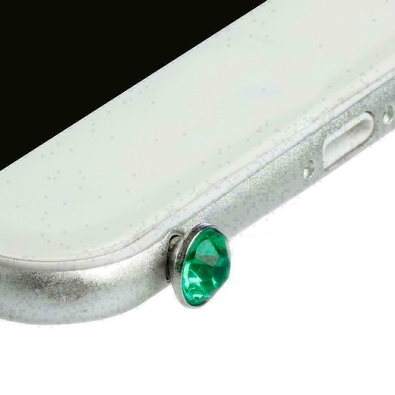2 x Bling Diamond Mixed Crystal 3.5mm Earphone Jack Stop H2X7 I5T8 T4W0 G3S8