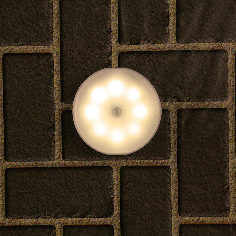 Motion Sensor LED Night Light USB Bedside Home Cabinet Lighting (Warm) Newly