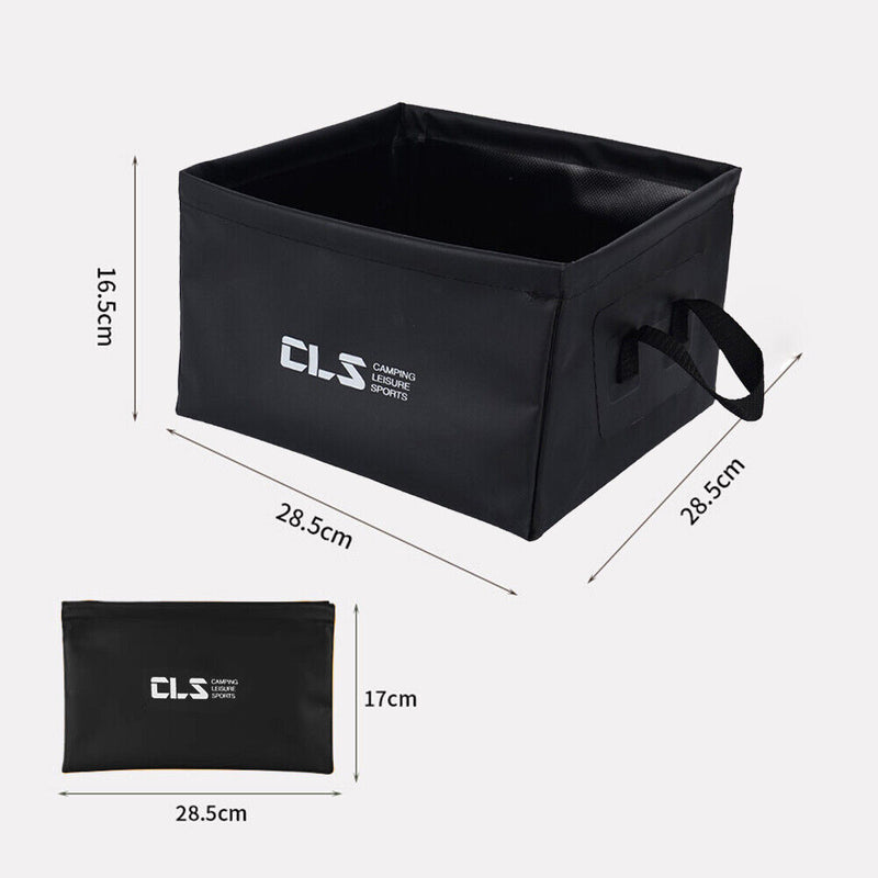 Outdoor Foldable Basin Water Bucket Camping Fishing Washing Tub (Black)