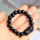 Fashion Feng Shui Black Jewelry 10MM Pi Xiu Bracelet Glass Good Luck