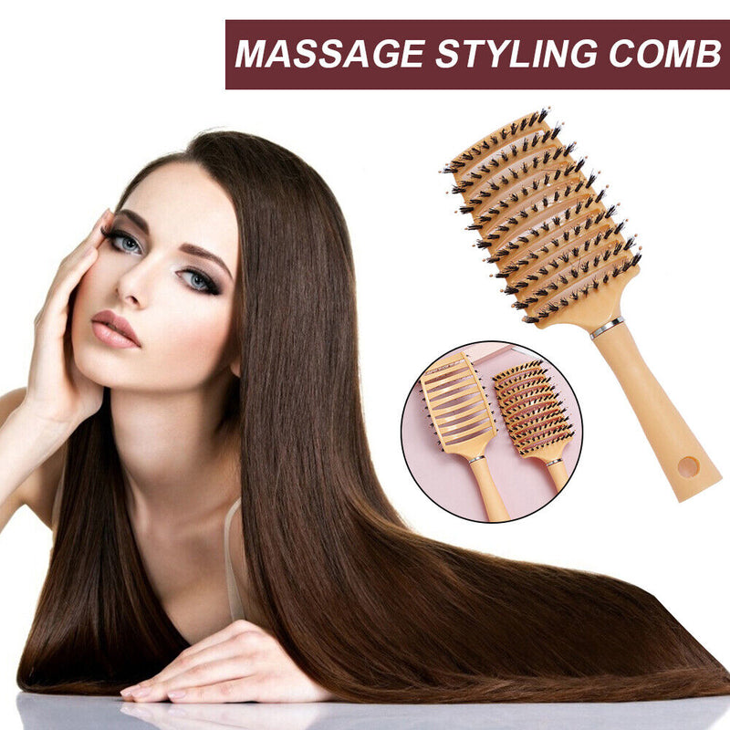 Scalp Massage Comb Salon Hairbrush Bristle Women Wet Curly Hair Detangle Br