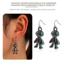 Fashion Copper Spaceman Stud Earrings Hanging Drop Earrings Female Jewelry