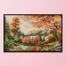 Full Cross Stitch 14CT Cotton Thread DIY Autumn Scenery Handmade Stamped Crafts
