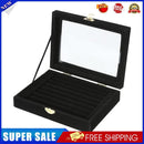 Small Jewelry Box Glass Cover Ring Storage Box Earring Display Case (Black)