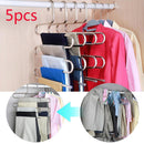 5pcs Stainless Steel Pants Hanger Clothes Rack Closet Holder Organizer