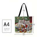 Christmas cats Printed Shoulder Shopping Bag Casual Large Tote Handbag