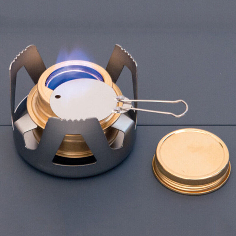 Portable Mini Alcohol Stove Burning w/ Stand Camping Cooking Furnace (Gray)