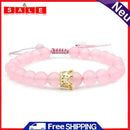 Pink Stone Inserted Zircon Bracelet Crown Beads Bracelet for Women and Men