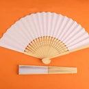 White Hand Held Fan Folding Bamboo Paper Wooden Wedding r. Events Deco