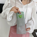Fashion Women Rhinestone Solid Color Chain Glitter Mini Shoulder Messenger Bag
