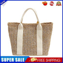 Fashion Women Woven Hit Color Shopping Bags Beach Large Handbags (Beige)