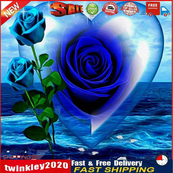 5D DIY Full Drill Diamond Painting Blue Rose Cross Stitch Embroidery Kits Newly