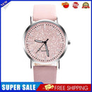 Women Casual Quartz Minimal Leather Round Dial Analog Wristwatch (Pink)