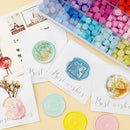 200pcs/box Retro Octagon Fire Painting Pills Sealing Wax Grain Beads (A)