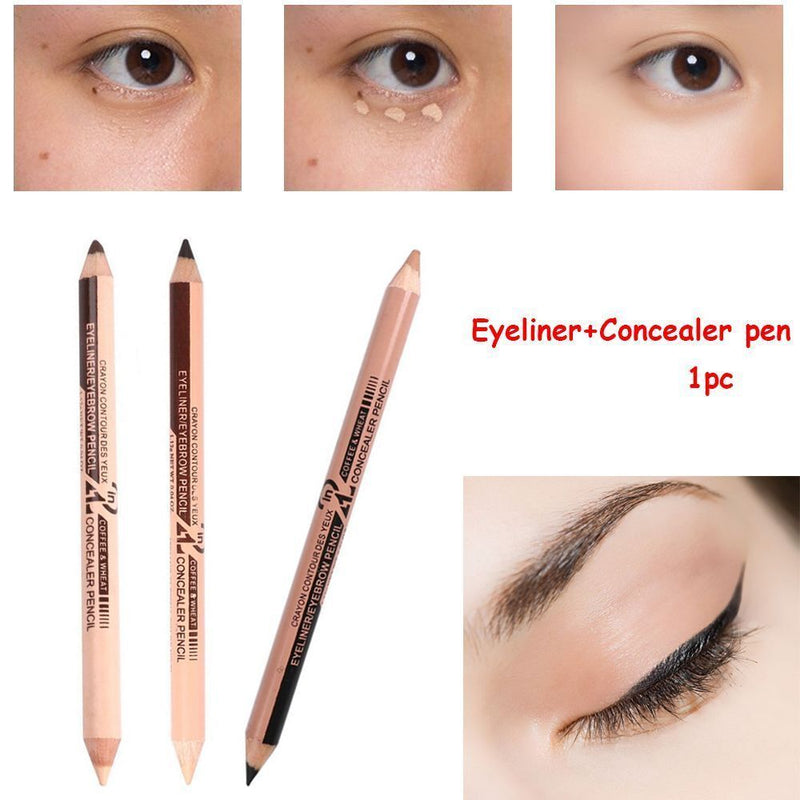 Eye Double Ended Waterproof Cosmetic Concealer pen Makeup up Eyeliner Eyebrow