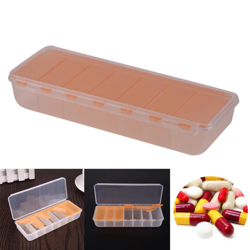 5pcs Large Travel Portable 7-Day Medicine Box Tablet Container(Orange?