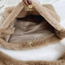 5pcs Retro Women Plush Leopard Love Shoulder Bag (Khaki)