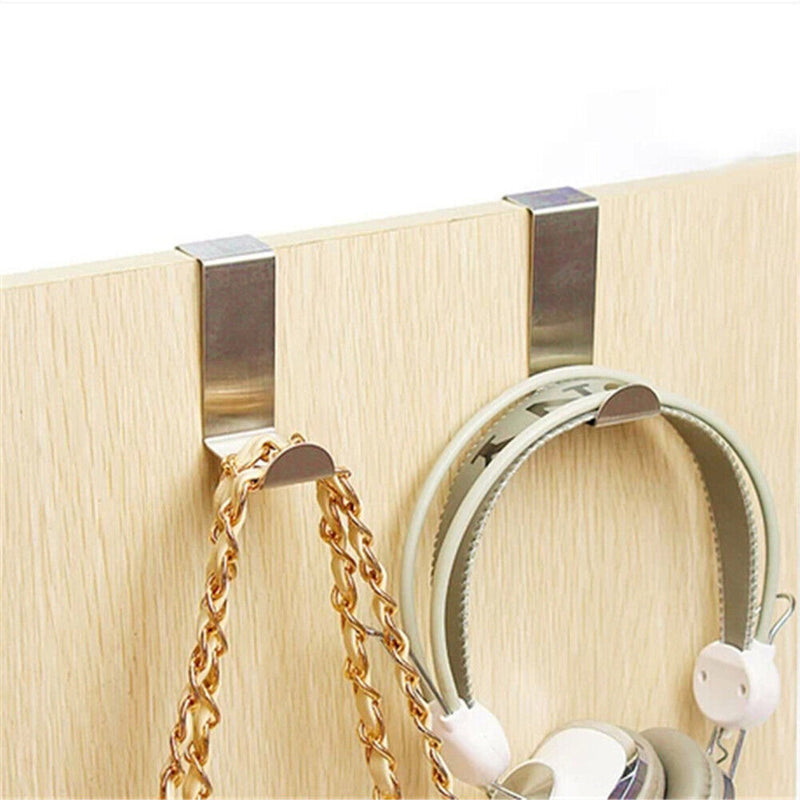 2pcs Door Hook Multipurpose Stainless Steel Kitchen Cabinet Clothes Hangers