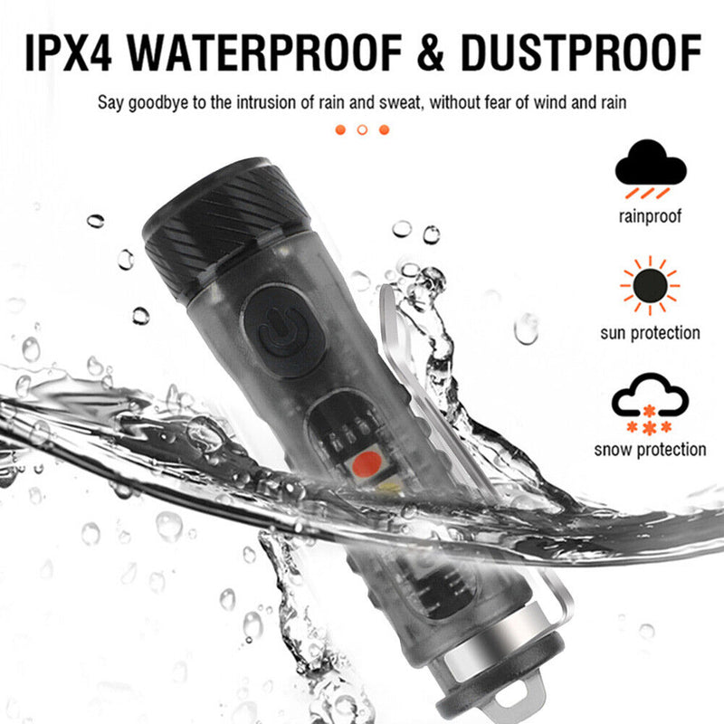 XPG2 LED Mini Flashlight Keychain UV 395nm 400lm Pocket Light (Clear Black)