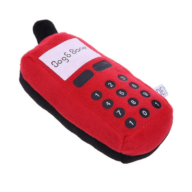 Plush Voice Sound Cell Phones Mobile Puppy Dogs Chew Squeaker Pet Toys(Red)
