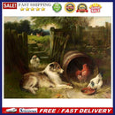 Dog Chicken Oil Paint By Numbers Kit DIY Acrylic Painting on Canvas (B1487)