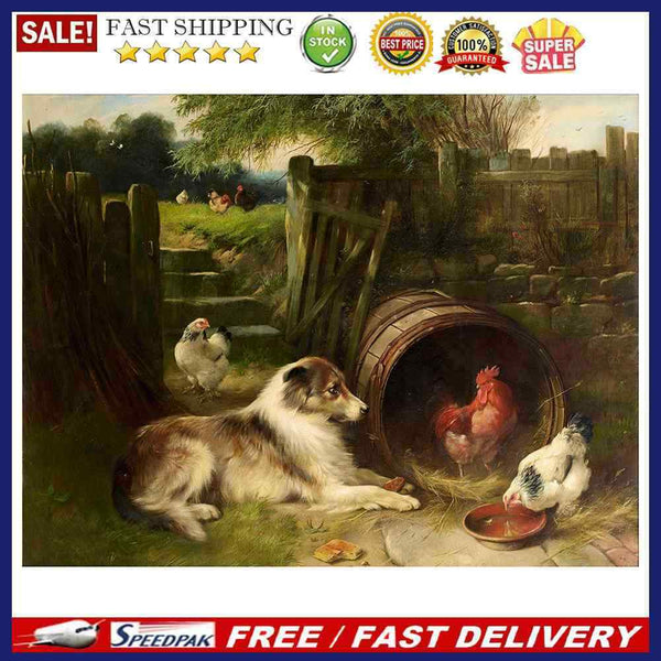 Dog Chicken Oil Paint By Numbers Kit DIY Acrylic Painting on Canvas (B1487)
