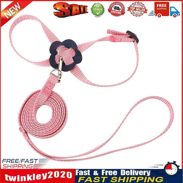 Parrot Leash Adjustable Harness Bird Anti Fly Outdoor Training Rope (Pink) Newly