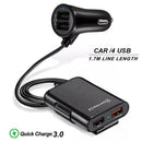 Black Four Ports Car Fast Charger USB Car Charger Quick Charge R2F1
