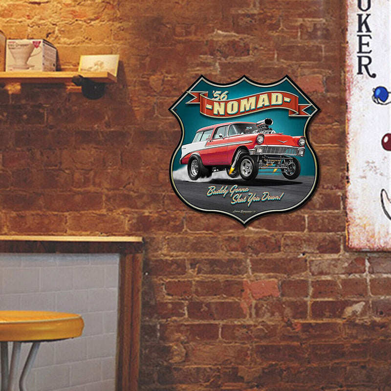 Nomad Car Shield Shape Plate Metal Tin Sign Plate for Bar Pub Club Garage Craft