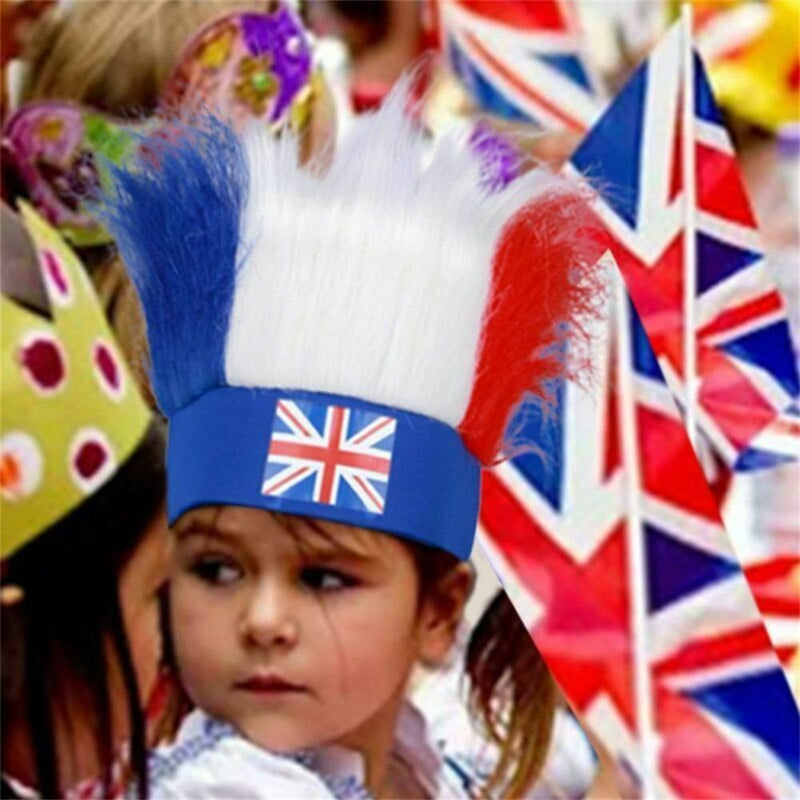 Dress Head Covers Red White Blue Headband Wig Union Jack Flag Jubilee Hats
