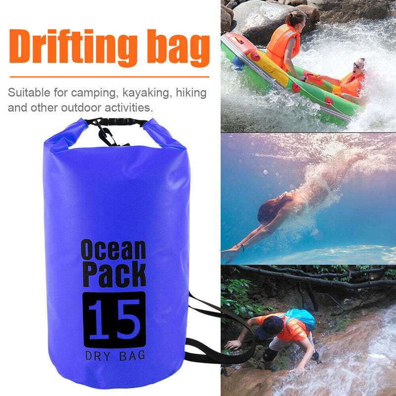 Waterproof Dry Bag Pack Sack Swimming Kayaking Trekking (15L Dark Blue)